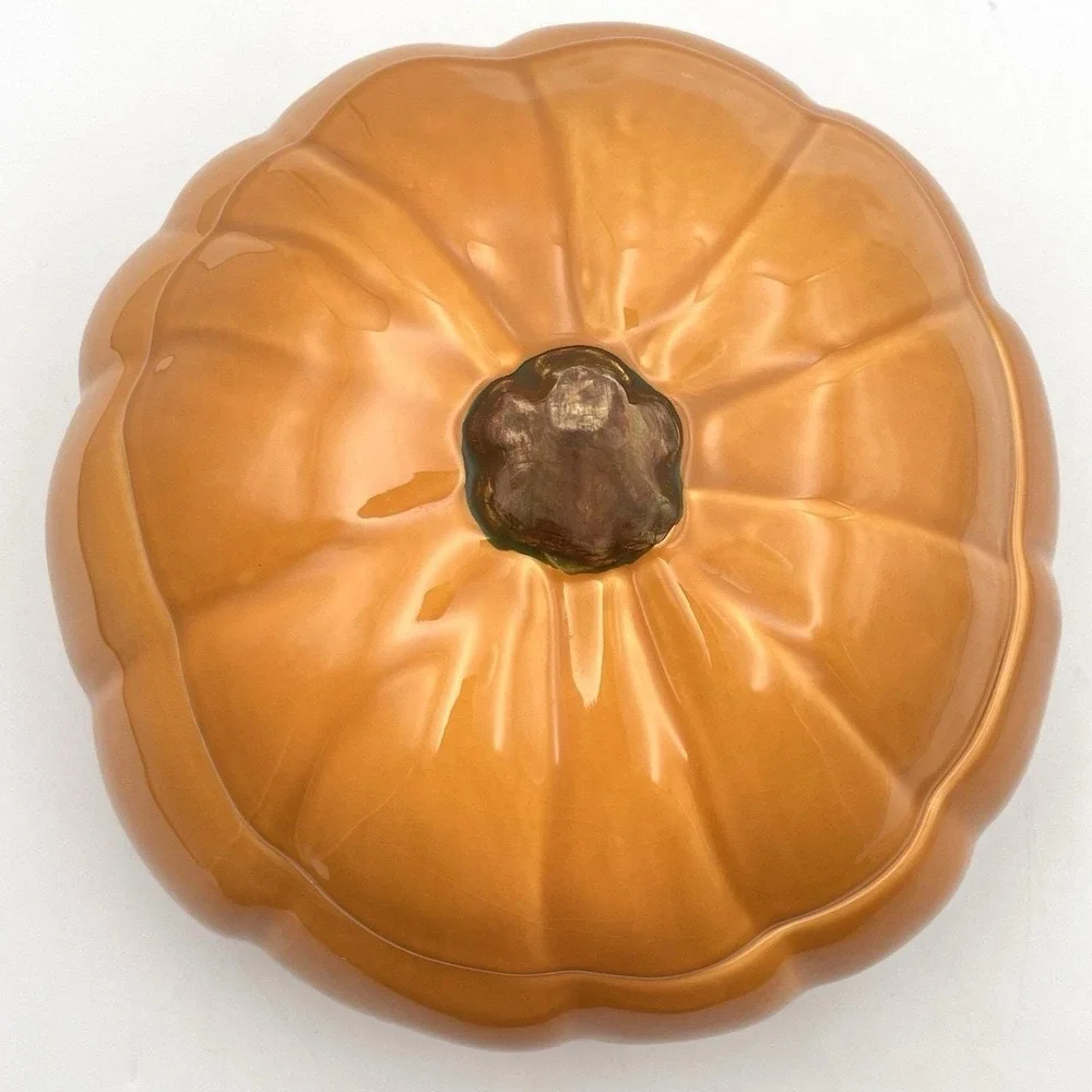 Barbara Eigen Harry & David‎ Pumpkin Covered Tureen Bowl Portugal Ceramic 9